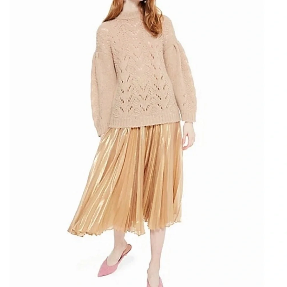 Kate Spade Pointelle Stitch Puff Sleeve Alpaca Blend Sweater